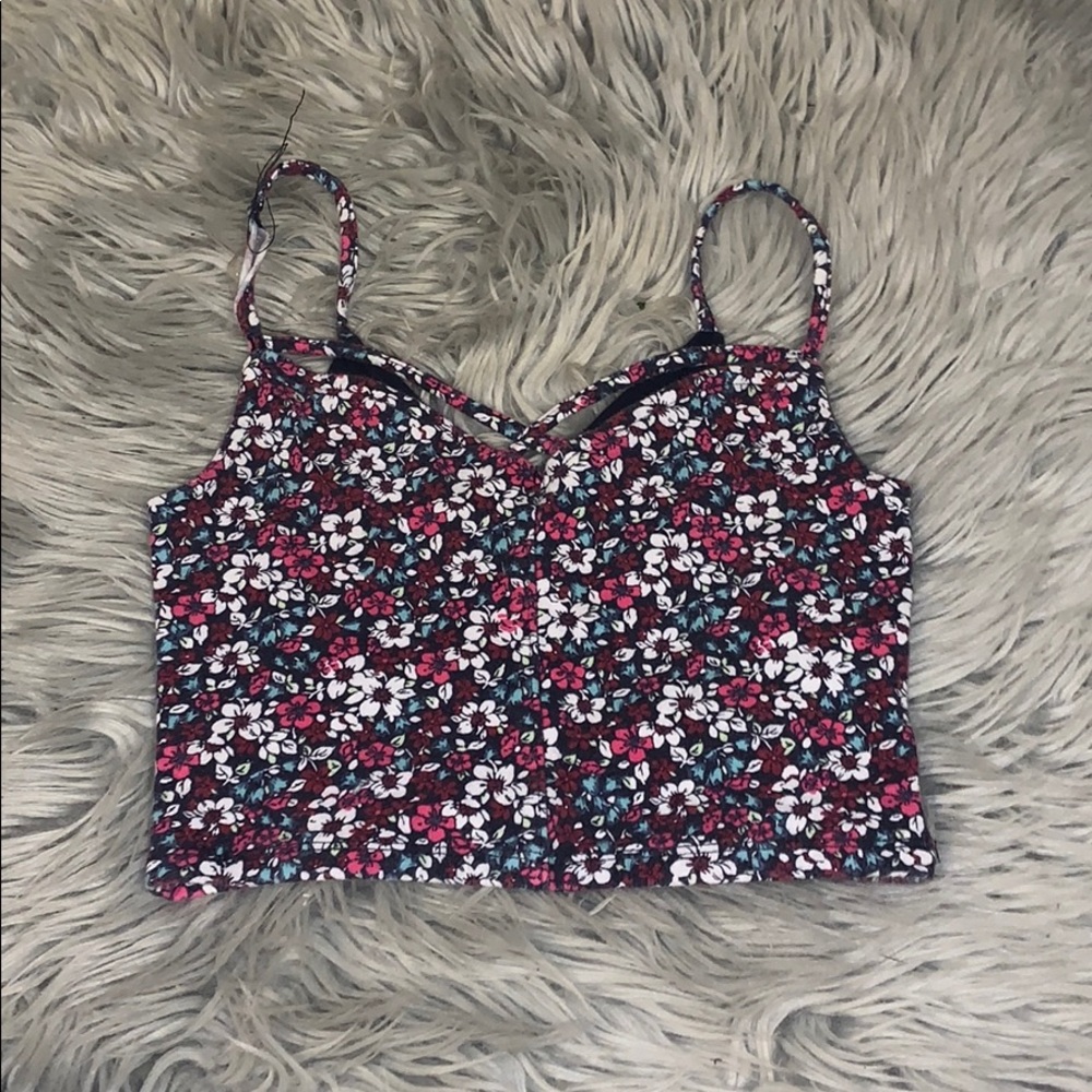 Hollister Floral Multicolor Crop Top